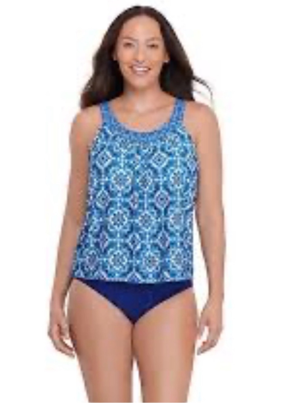 Bal Harbour Blue Printed Versatile Tankini Top. Medium (8-10) Up to D Cup NWT
